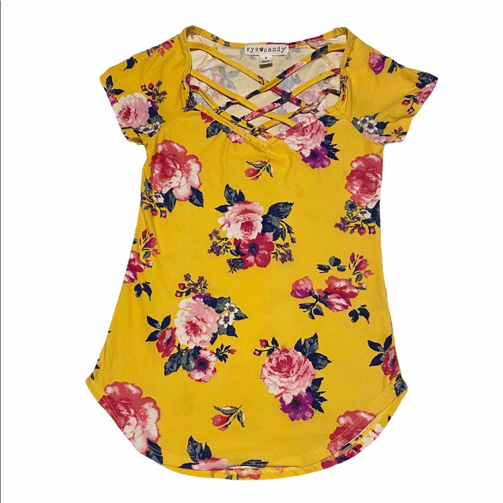 Eye Candy yellow floral top size small